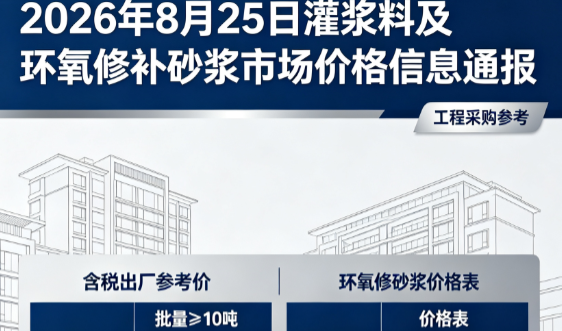 乐平2026年8月25日灌浆料及环氧修补砂浆市场价格信息通报